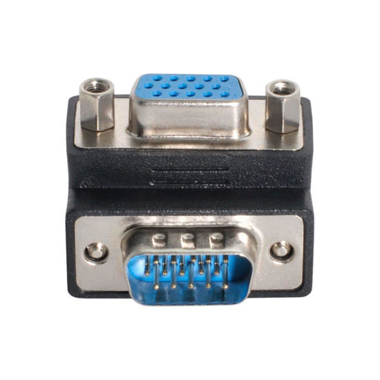 Picture of chenyang VGA Connectors,VGA SVGA D-Sub HDB15Pin Male to Female 90 Degree UP Angled Gender Changer Video Graphics Array Connector Adapter for Monitor/Projector/Graphics