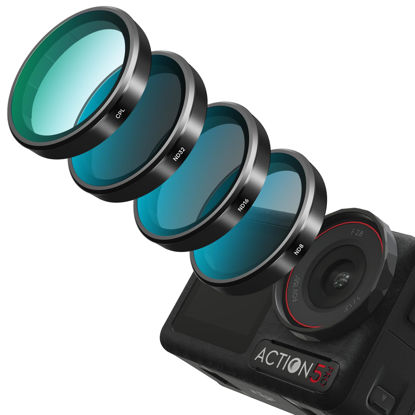 Picture of REYGEAK Lens Filter Set for DJI Action 5 Pro/4/3,4 Pack CPL ND8 ND16 ND32 Polarizing Neutral Density Filter,Multicoated HD Optical Glass for DJI Osmo Action Camera Accessories