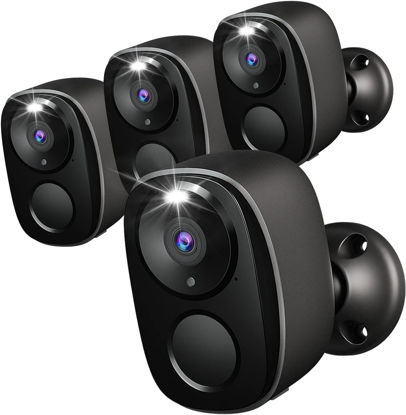 Picture of Rraycom 4Pack Security Cameras Wireless Outdoor,2K Battery Powered AI Motion Detection Siren Alarm Surveillance Indoor Home Camera, Color Night Vision, 2-Way Talk, Waterproof, Cloud/SD, Works w/Alexa