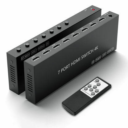 Picture of 7 Way HDMI Switch 4k@60Hz HDMI Switcher 7 in 1 Out HDCP 2.0 Manual HDMI 2.0 Hub Supports 3D Compatible with Nintendo Switch/Switch OLED/Xbox/ PS5/4/3 Blu-Ray Player Fire Stick Roku Apple TV Chromeca