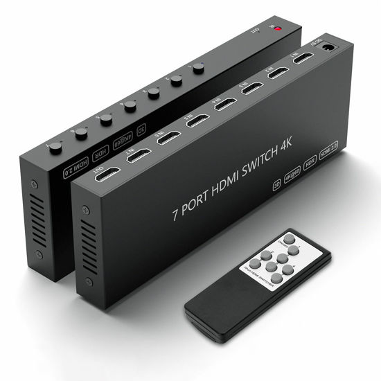 Picture of 7 Way HDMI Switch 4k@60Hz HDMI Switcher 7 in 1 Out HDCP 2.0 Manual HDMI 2.0 Hub Supports 3D Compatible with Nintendo Switch/Switch OLED/Xbox/ PS5/4/3 Blu-Ray Player Fire Stick Roku Apple TV Chromeca