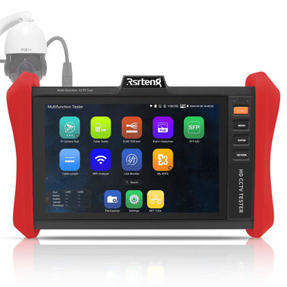 Picture of Rsrteng CCTV Tester 4K 12MP IP Camera Tester POE++ Max 90W POE Camera Tester 8" 1920x1200 IPS Touch Screen 1CH SFP Module WiFi Network Tools Cable Tester POE Detection Power Management APP Update