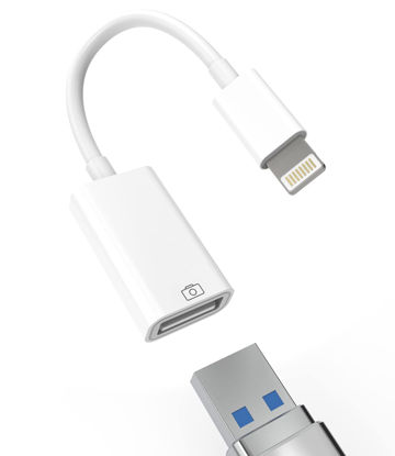 Picture of Lightning Male to USB Female Adapter OTG Data Sync Cable Compatible with Iphone13 11 12pro Max Mini XR X XS 8 7 SE Plus for Ipad Air,Camera,3.0 Mouse,Keyboard,Hub,Midi Port Adaptador Connector