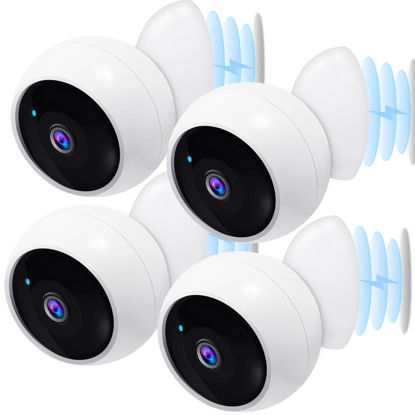 Picture of AMTIFO Security Cameras Wireless Outdoor Magnetic - 4-Pack Install-Free Indoor Smart 2K WiFi - Long Battery Life Powered Cameras for Home Security with AI Motion Detection