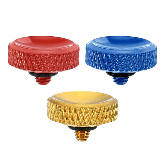 Picture of PATIKIL Camera Shutter Button, 3 Pack Soft Shutter Release Button Pure Copper Camera Button Carved Suitable for Nikon for Fujifilm for Leica DSLR/SLR Camera, Red Golden Blue