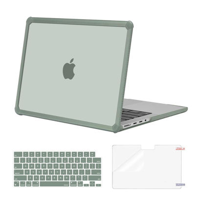 Picture of MOSISO Compatible with MacBook Pro 14 inch Case 2025-2021 M4 M3 M2 M1 A3112 A3185 A3401 A2918 A2992 A2779 A2442, Anti-Cracking Heavy Duty TPU Bumper Hard Case&Keyboard Skin&Screen Film, Emerald Green