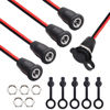 Picture of weideer 5Pcs 10A DC-099 DC Power Jack Cord Socket 5.5x2.1MM Threaded Female Mount Connector Adapter with 15CM 18AWG Pre-soldered Wires Waterproof Cover Cap K-078