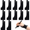 Picture of Silipull 12 Pcs Artist Drawing Glove Digital Art Glove with Two Fingers Tablet Artist's Drawing Glove for Stylus Pen Graphic Tablet Sketching Painting Anti False Touch for Right Left Hand