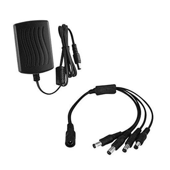 Picture of Tonton AC to DC Power Supply Adapter 12V 2A (2000mA)UL/FCC/CE Certified,Ideal for CCTV Security Camera/DVR/NVR/LED Strip Lights,Includes 1 to 4 Power Splitter Cable Cord,Suitable for North Americaica
