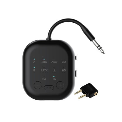 Picture of Bluetooth Transmitter Receiver,Bluetooth Audio Adapter for Airplane,Bluetooth Transmitter for TV,Gym, Aptx HD, Aptx Low Latency Audio for 2 AirPods/Headphones