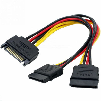 Picture of ANRANK High Speed SATA Power 15-pin Male to Dual 15-pin Female Y-Splitter Cable Adapter for HDD Hard Drive
