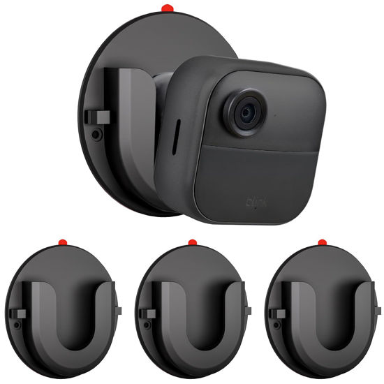 Picture of 3 Pack Blink Camera Adhesive Wall Mount Bracket for Blink Mini/Mini 2 /Blink Outdoor 4/ XT3/Blink Indoor Camera/Ring Indoor Cam, VHB Stick On,No Drilling Mounting Bracket for Blink Cameras(Black)