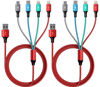 Picture of Multi Charging Cable 3.5A,[2Pack 6Ft] 4 in 1 Braided Multi Charging Cord,Fast Charging Cable,Multi USB Cable Adapter with IP/Type C/Micro USB Port for Cell Phones Samsung Galaxy PS Tablets & More