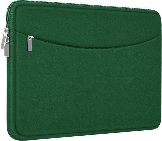 Picture of Laptop Sleeve Bag 14 inch, Shockproof Protective Laptop Cover Briefcase Carrying Computer Bag with Accessory Pocket Portable Laptop Sleeve for 14" MacBook, HP, Dell, Lenovo, Acer, Green