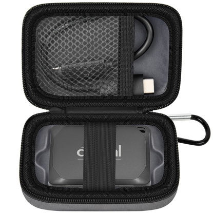 Picture of Carrying Case Compatible with Crucial X10/ X9 Pro 4TB/ 2TB/ 1TB Portable SSD, External Solid State Drive Hard Storage Holder Bag Fits for USB-C Cable (Box Only)（Dark-Grey）