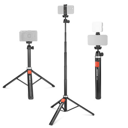 Picture of NEEWER Phone Tripod for Cell Phone & Camera with Remote, 62.9" All Metal Selfie Stick Travel Vlog Tripod Stand for iPhone with Phone Holder, Portable Camera Tripod for Canon Sony DLSR GoPro, TS05
