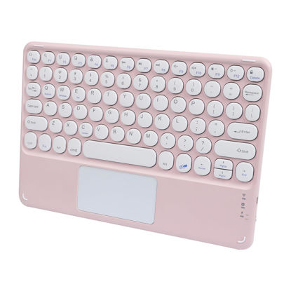 Picture of Wireless Keyboard with Touchpad, Ultra-Thin Rechargeable Bluetooth Keyboard Mini Wireless Keyboard with trackpad Round Key for iPad pro/iPad/iOS/Mac OS/Windows/Android (Pink)