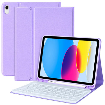 Picture of COO Keyboard Case for iPad 10th Generation (2022), Wireless Detachable Keyboard with Premium Protective Cover with Pencil Holder for Apple iPad 2022 10.9 Inch