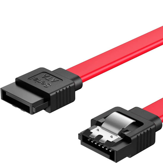 Picture of CableCreation SATA III Cable, [2-Pack] 18-inch SATA III 6.0 Gbps 7pin Female to Female Data Cable with Locking Latch, Red,1.5FT
