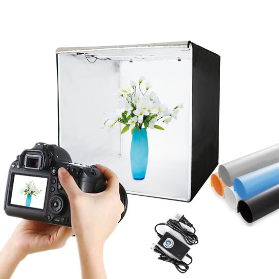 Picture of Light Box Photography 16"x16", LTRINGYS Professional Dimmable Photo Studio Light Box with 126 LEDs, Photo Booth Shooting Tent Kit with 5 Color Backdrops for Product Photography,CRI >95
