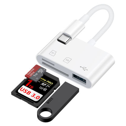 Picture of USB C SD Card Reader for Samsung Galaxy S25 S24 FE Ultra S23 S22 S21,High Speed Type C Micro SD Memory Card Reader USBC to SD Card Reader Adapter for Google Pixel 9 Pro 8 7, iPhone 16 15 Pro Max/Plus