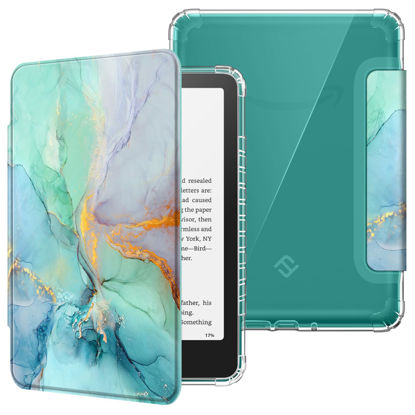 Picture of Fintie Case for 7" All-New Kindle Paperwhite (12th Generation, 2024) and Kindle Colorsoft Signature Edition, Ultra Clear Soft Light Transparent TPU Back Cover Auto Wake/Sleep, Emerald Marble