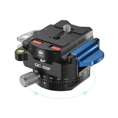 Picture of Sirui 55mm Quick Release Plate with 360° Rotating Panoramic Head, Camera Mount Adapter with 1/4" and 3/8" Thread, Quick-Release Attach Plate for Tripod Monopod DSLR Stabilizer, QC-55P
