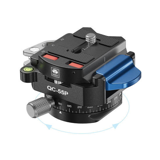 Picture of Sirui 55mm Quick Release Plate with 360° Rotating Panoramic Head, Camera Mount Adapter with 1/4" and 3/8" Thread, Quick-Release Attach Plate for Tripod Monopod DSLR Stabilizer, QC-55P