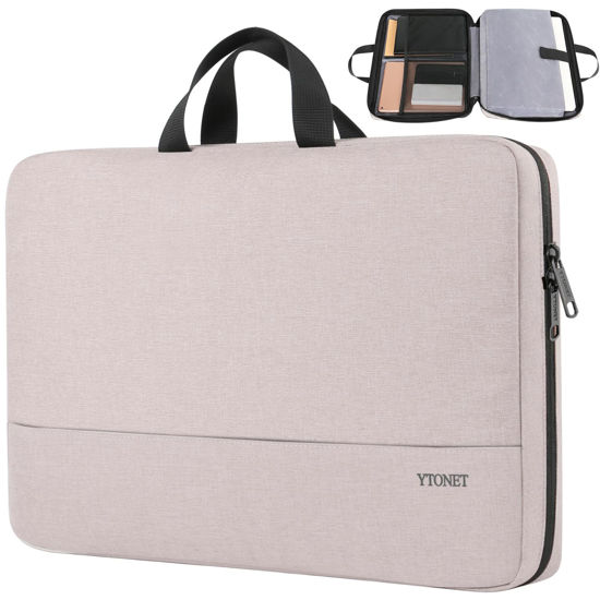 Picture of Ytonet Laptop Bag 15.6 Inch, Slim Laptop Case Sleeve Water Resistant Computer Cover for Women, Computer Bags for Women TSA Friendly Compatible with Lenovo HP Dell Notebooks, Baby Pink