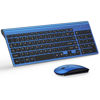 Picture of TopMate Wireless Keyboard and Mouse Ultra Slim Combo, 2.4G Silent Compact USB Mouse and Scissor Switch Keyboard Set with Cover, 2 AA and 2 AAA Batteries, for PC/Laptop/Windows/Mac - Blue Black