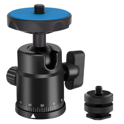 Picture of Universal 1/4" Swivel Mini Ball Head Screw Tripod Mount with Hot Shoe Mount, EszkozTA 360° Panoramic Rotating Mount Base Adapter for DSLR Cameras HTC Vive Tripods Monopods Light Stand