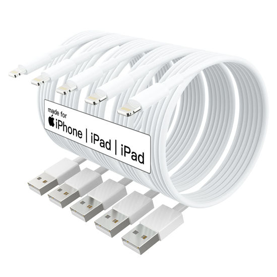 Picture of [ MFi Certified ] 5Pack 10ft iPhone Charger Cable, Long Lightning Cable 10 Foot, High Fast 10 Feet iPhone Charging Cable Cord Connector for iPhone 12 Mini 12 Pro Max 11 Pro MAX XS Xr X 6 AirPods