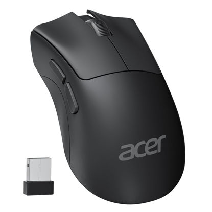 Picture of acer Wireless Mouse, 1200 DPI Computer Mouse Wireless with 2.4GHz USB A Receiver, 5 Buttons USB Mouse Compatible, PC, Laptop, Desktop (Black)