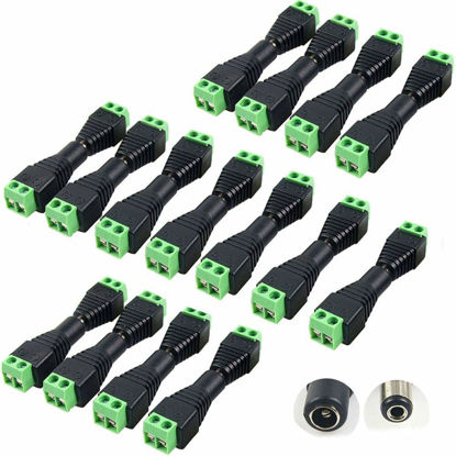 Picture of exgoofit DC Power Connector 15 Pairs 12V Male+Female 2.1x5.5MM DC Power Jack Plug Adapter Connector for CCTV Camera and LED Strip Light