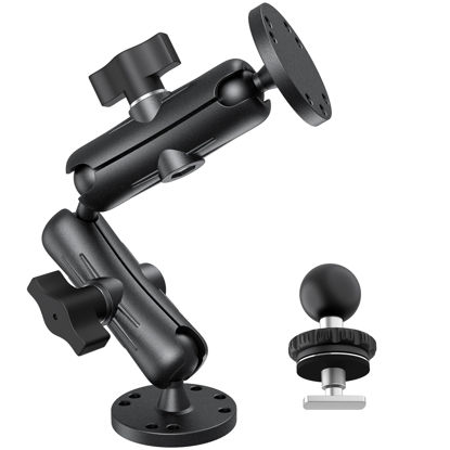 Picture of Keuvirya Fish Finder Mount, 1" Ball Mount w/Aluminum Long Arm Extension, AMPS Round Plate for GPS/Boats/Vehicle, T-Bolt Attachment for Track Mount & Backup Camera Monitor, B Size Compatible with RAM