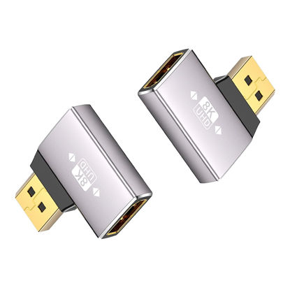 Picture of Duttek 8K Right Angle Displayport Adapter, Displayport Extender Adapter 32.4Gbps, DisplayPort Male to Female Adapter (8K/60Hz, 4k/144Hz) for PC, Laptop 2Pack
