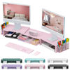 Picture of gianotter Dual Monitor Stand Riser, Desk Organizer With Drawer and 2 Pen Holders, Desk Accessories & Workspace Organizers, Monitor Stand for Desk, Office Decor Essentials (Pink)
