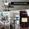Picture of Asltoy Projector Tripod Stand with Wheels Adjustable Height Laptop Tripod Stand Treadmill Laptop Stand with 2 Shelves Phone Holder Projector Tripod Music Stand Office Home Portable Laptop Floor Stand