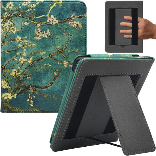 Picture of GOVTVA Stand Case for 7" Kindle Paperwhite 12th Generation 2024 / Signature Edition & Kindle Colorsoft Signature Edition 2024 Released Cover with Auto Sleep/Wake/Double Hand Strap (Apricot Blossom)