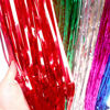 Picture of 2 Pcs 3.2ft x 8.2ft Shiny Red Metallic Tinsel Foil Fringe Curtains Photo Booth Backdrop for Birthday Wedding Holiday Celebration Bachelorette Party Decorations (Red)