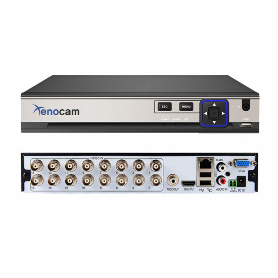 Picture of Xenocam 16CH 5M-N/1080N Full High Definition Hybrid for AHD/TVI/CVI/Analog/Onvif IP DVR H.265 CCTV Video Recorder P2P Remote Phone Monitoring for Home Security Surveillance System Camera (NO HDD)