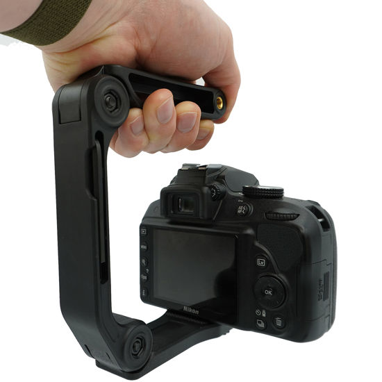 Picture of GENS Handheld Camera Stabilizer Grip - Universal U-Shaped Handle Works with DSLR, Mirrorless, & Video Cameras with 1/4"-20 Threaded Insert - Foldable Design with Extra Mounting Holes for Accessories