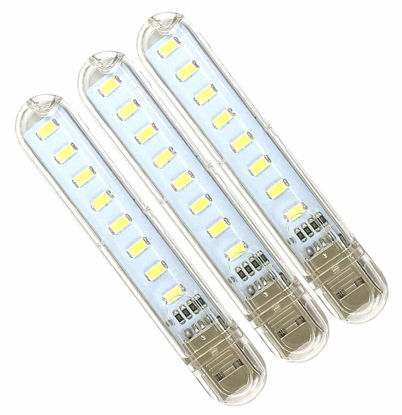 Picture of Meiyangjx USB Led Lamp Camping Night Light, Mini Portable Keychain Lights for Power Bank PC Laptop (3 Pack-White) 3.94 in x 0.7 in x 0.35 in