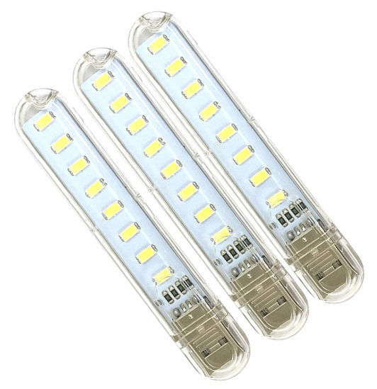 Picture of Meiyangjx USB Led Lamp Camping Night Light, Mini Portable Keychain Lights for Power Bank PC Laptop (3 Pack-White) 3.94 in x 0.7 in x 0.35 in
