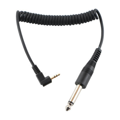 Picture of 2.5mm to 6.35mm 1/4" Flash Sync Cable Cord Camera Strobe Lighting Speedlight Trigger Connect Spring Coiled Wire for Camera Studio Strobe Lighting Trigger