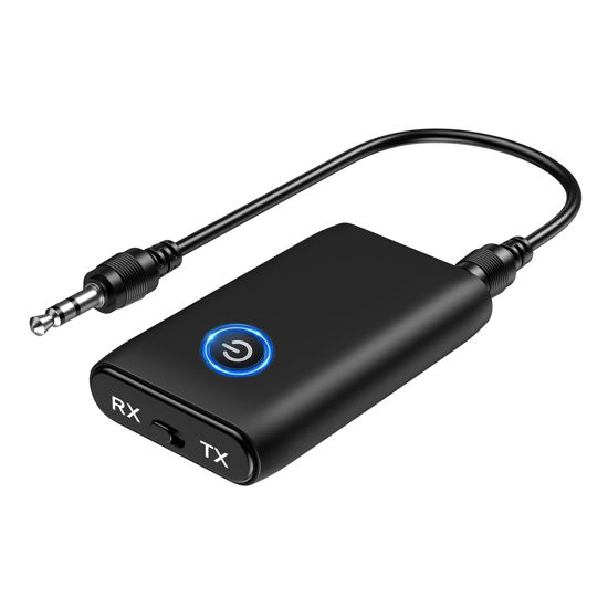 Picture of LOFICOPER Bluetooth 5.0 Transmitter Receiver for Car, 2 in 1 Aux Bluetooth Adapter for Car, Wireless Bluetooth Music Receiver for Car Stereo System, Headphones, Speakers, Hands Free Call