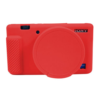 Picture of Camera Case for Sony ZV-1, ZV1 Camera Cover Silicone Camera Sleeve Body Skin Protective Case with Removable Lens Cap for Sony ZV 1 Digital Camera, Red