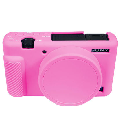 Picture of Camera Case for Sony ZV-1, ZV1 Camera Cover Silicone Camera Sleeve with Buttons Prompts Removable Lens Cap, Camera Body Skin Protective Case for Sony ZV 1 Digital Camera - Rose