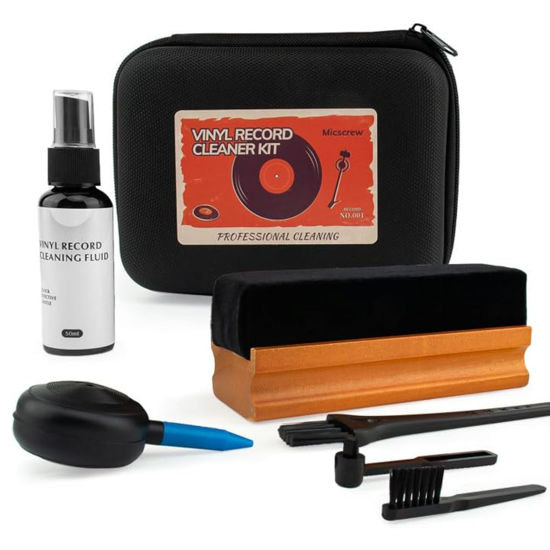 Picture of Micscrew Vinyl Record Cleaning Kit, All-in-One Record Care Kit with Record Brush and Vinyl Cleaning Brush, Record Cleaning kit with Cleaning Solution