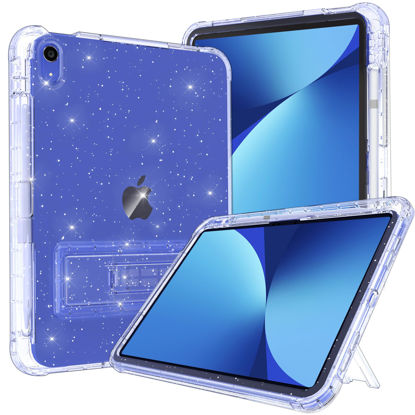 Picture of Rantice iPad 10th Generation Case, Pencil Holder & Kickstand - Slim, Glittery and Shockproof Bumper for Women and Girls, Clear Glitter